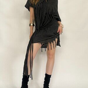 JUNYA WATANABE SPRING 2014 WOOL FRINGE TUNIC DRESS